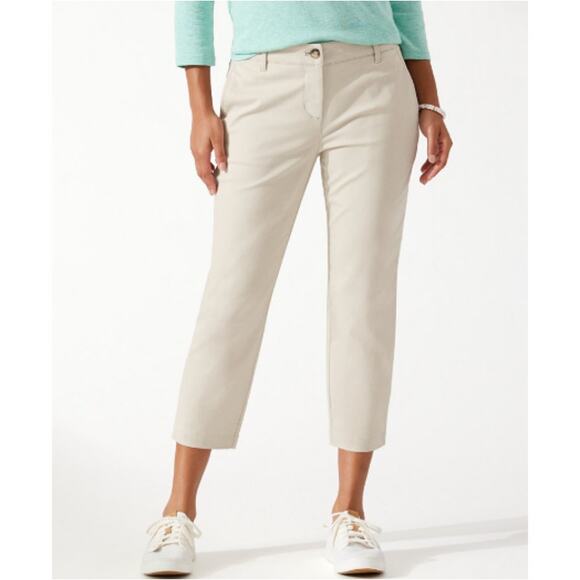 Tommy Bahama Women's Khaki Sand Boracay Cropped Pants Size 14 - Picture 1 of 9